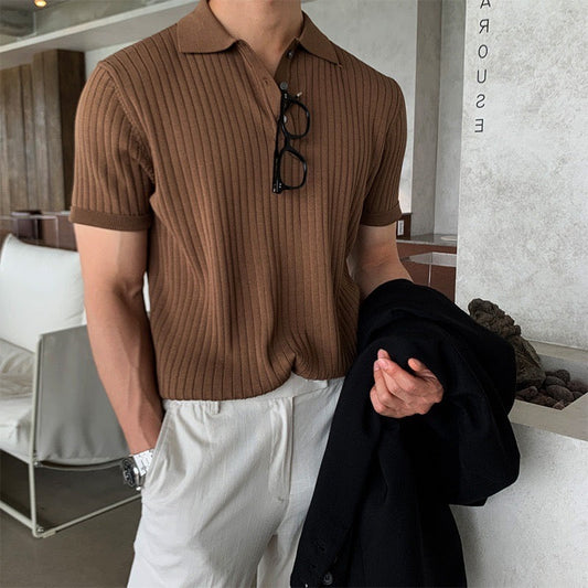 Visconti Knitted Polo Shirt - Brown