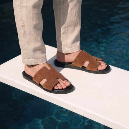Amalfi Slide Suede Cognac Brown