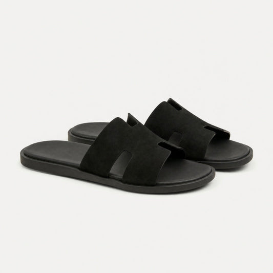 Amalfi Slide Suede Onyx Black