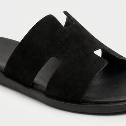 Amalfi Slide Suede Onyx Black
