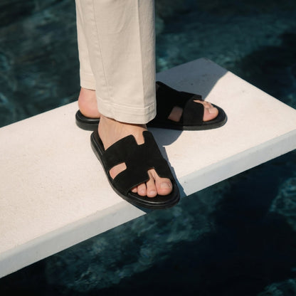 Amalfi Slide Suede Onyx Black