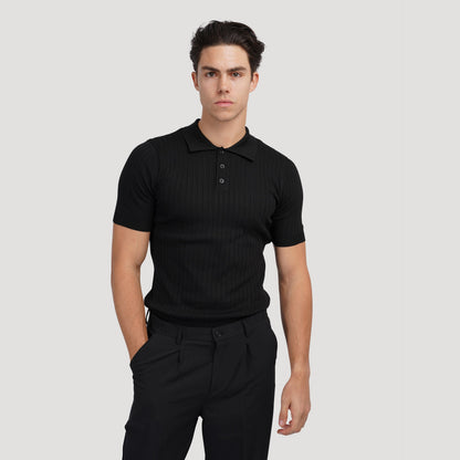 Visconti Knitted Polo Shirt - Black