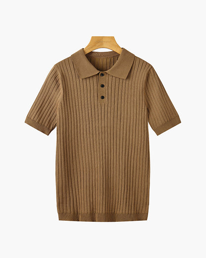 Visconti Knitted Polo Shirt - Brown