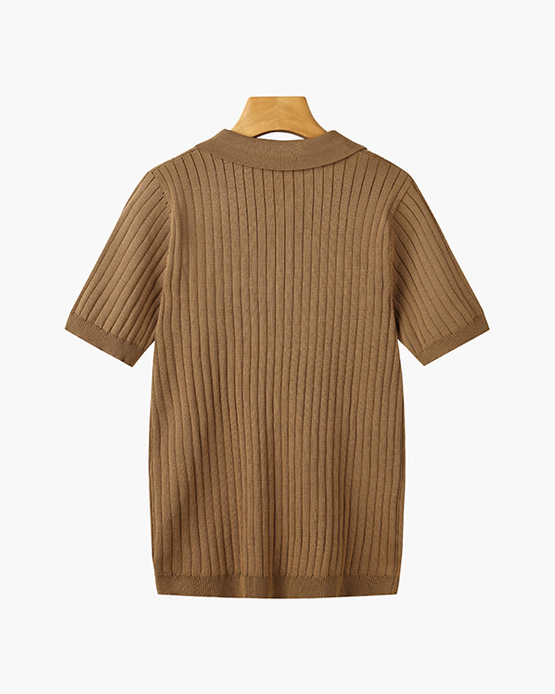 Visconti Knitted Polo Shirt - Brown