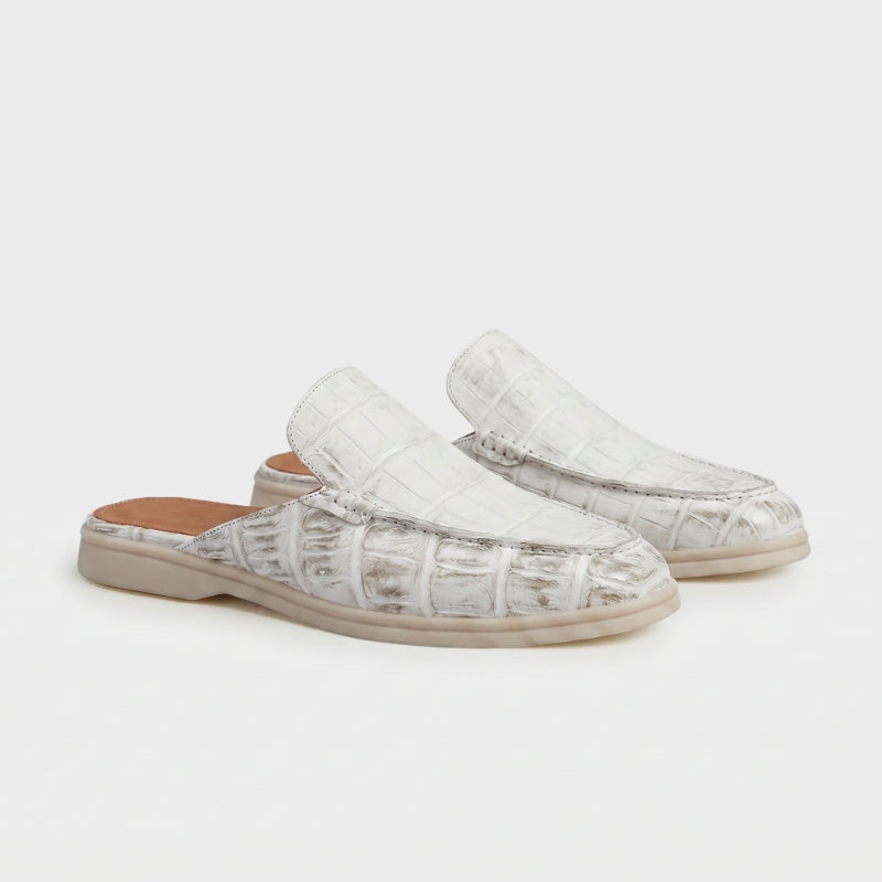 Visconti Croco Mule Chalk White
