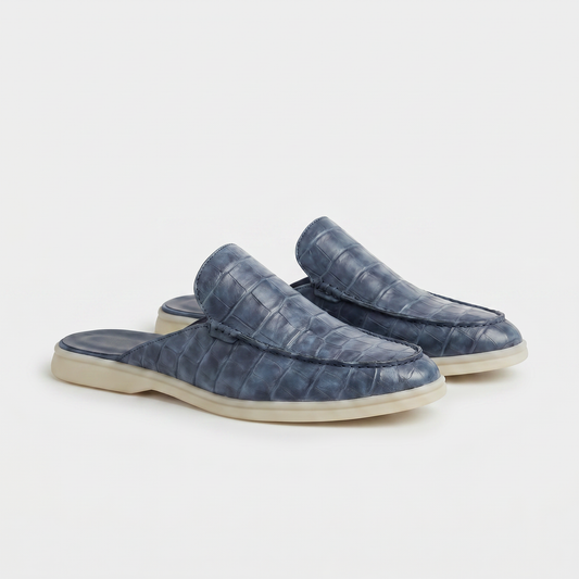 Visconti Croco Mule Slate Blue