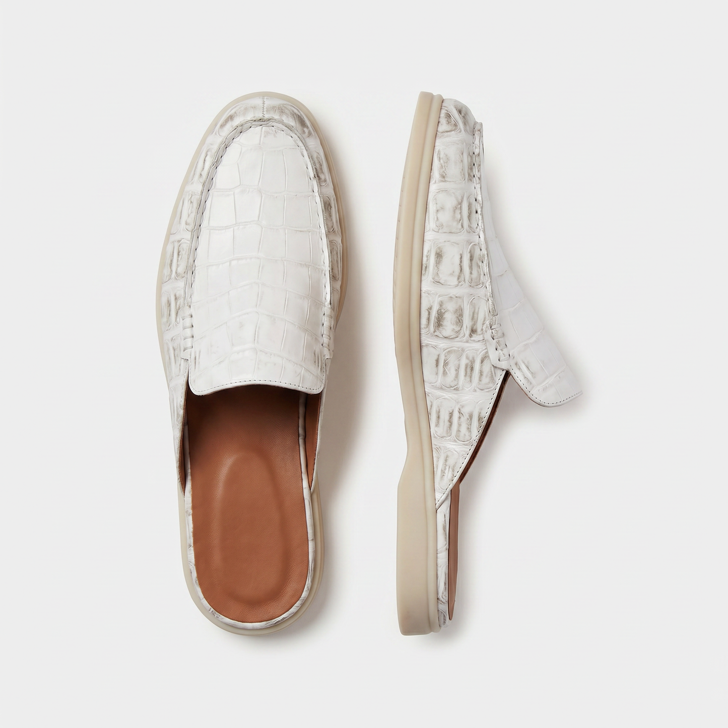 Visconti Croco Mule Chalk White