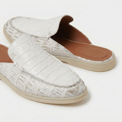 Visconti Croco Mule Chalk White