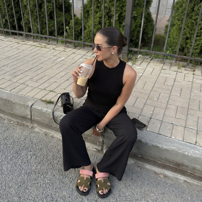 Cannes - Suede Olive Coral