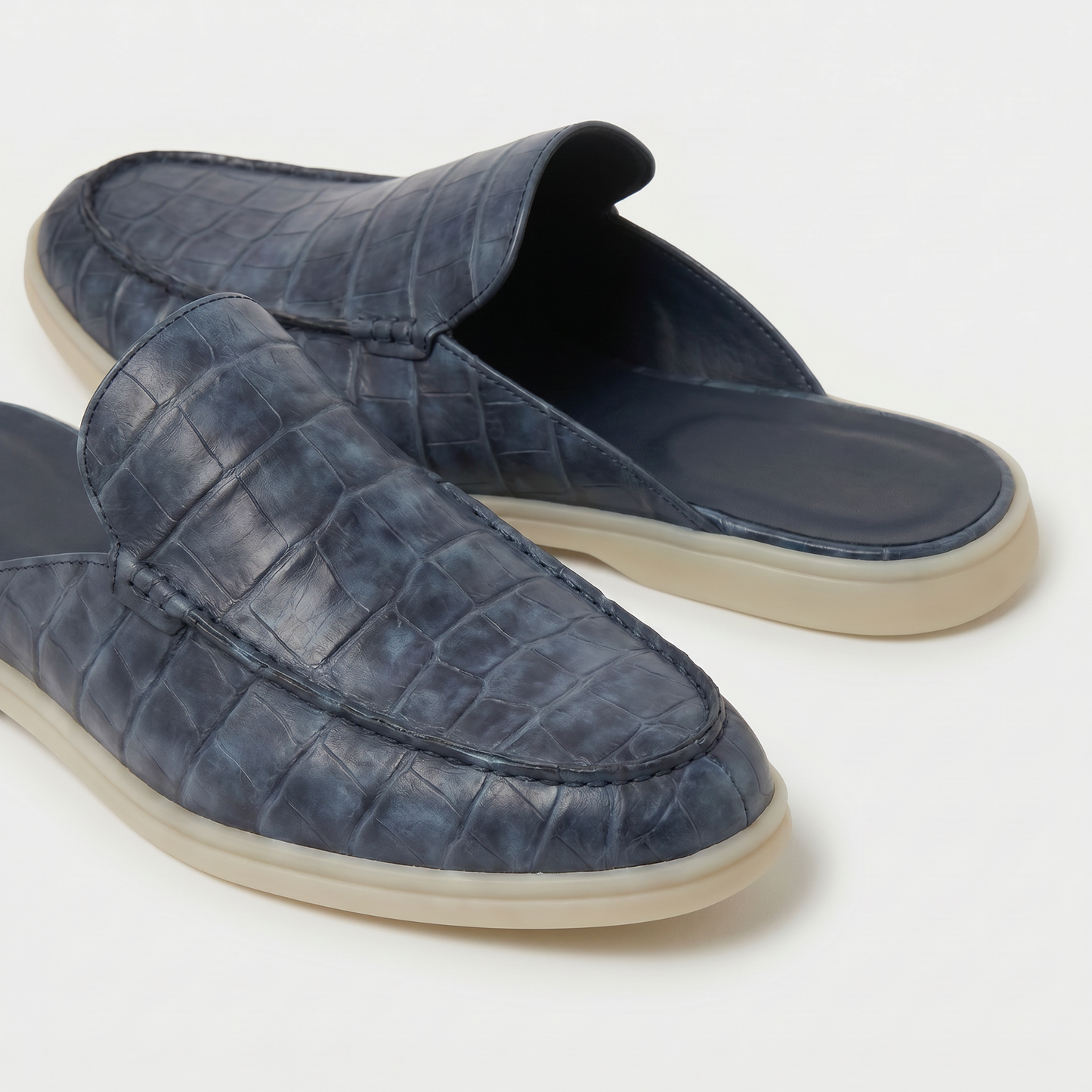 Visconti Croco Mule Slate Blue