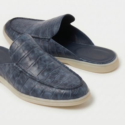 Visconti Croco Mule Slate Blue