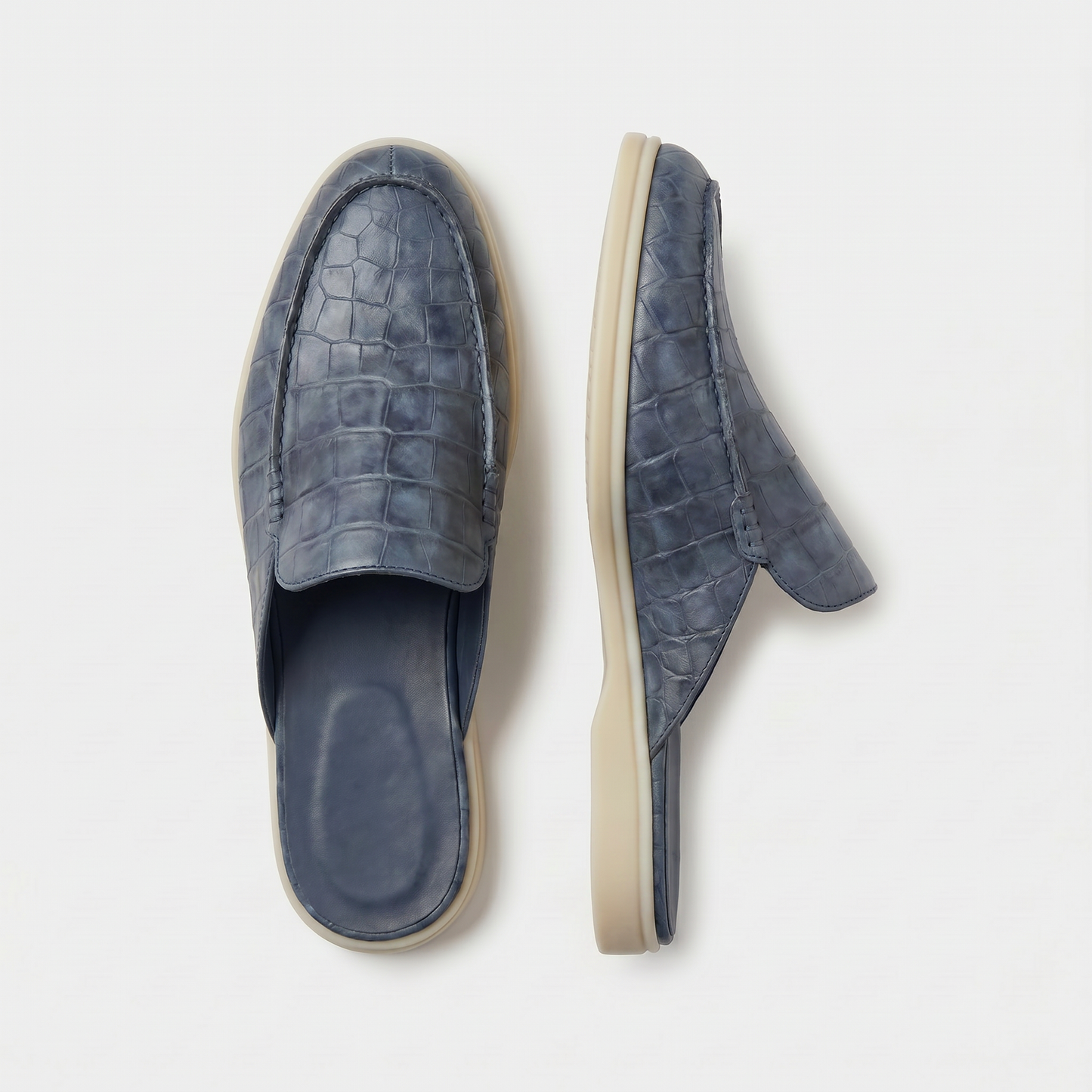 Visconti Croco Mule Slate Blue