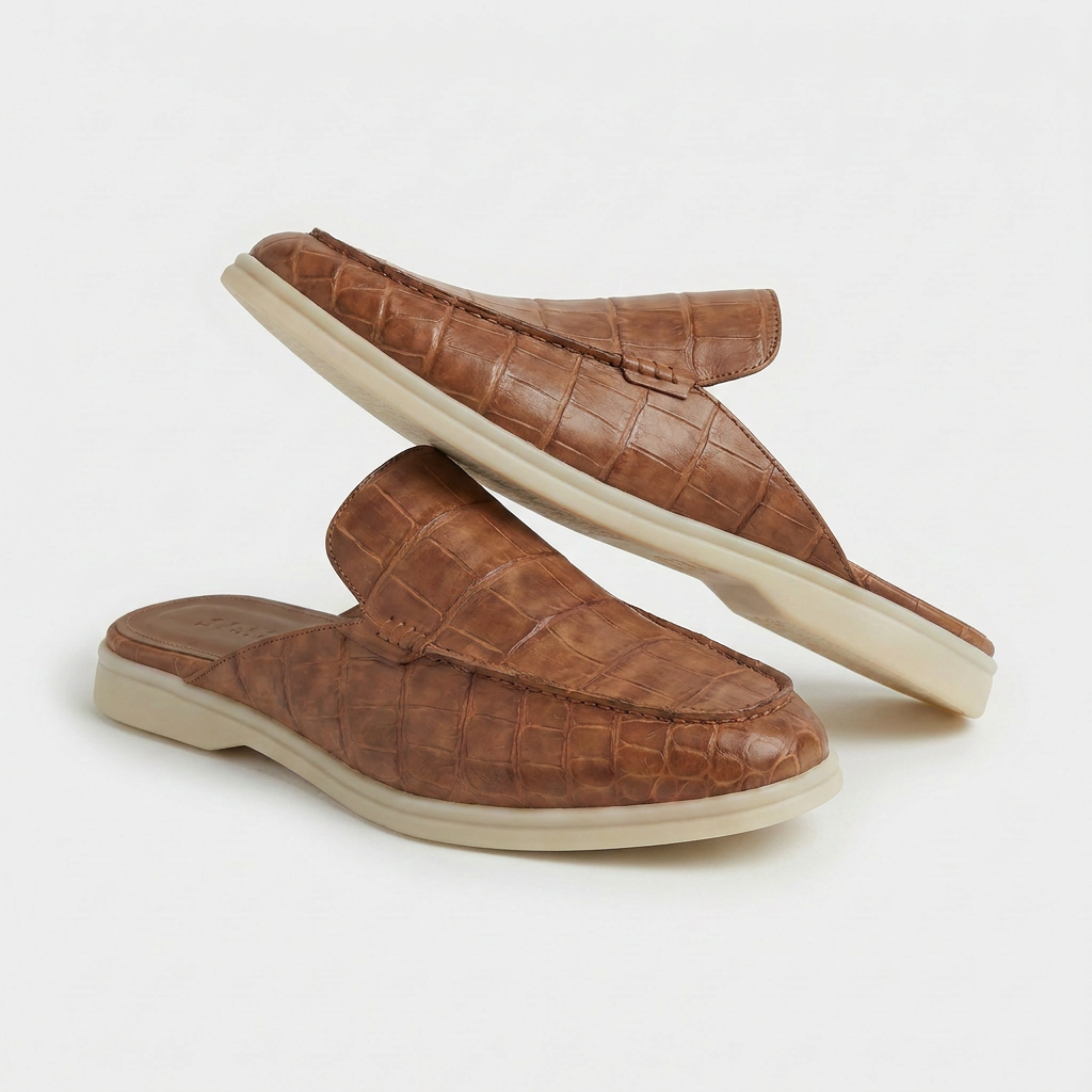 Visconti Croco Mule Tan